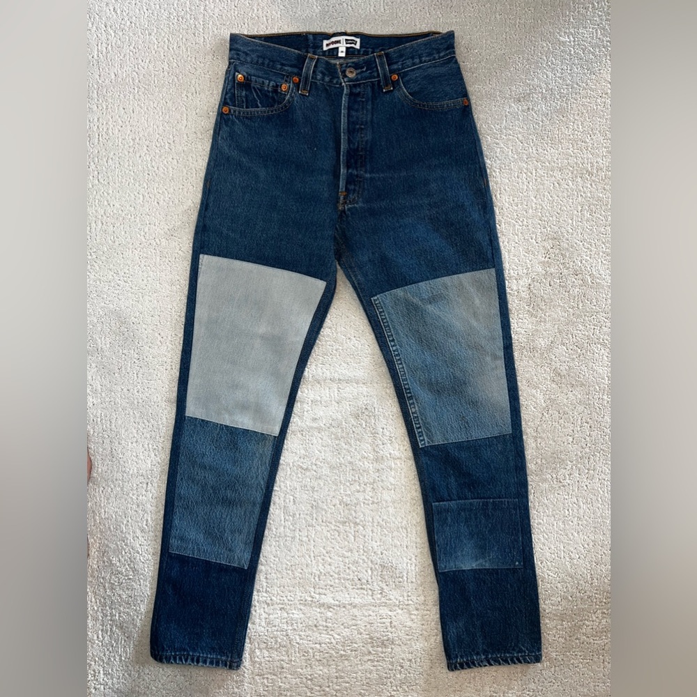 Levis RE/DONE Womens Reconstructed Patchwork Jeans 25 Relaxed Straight Button